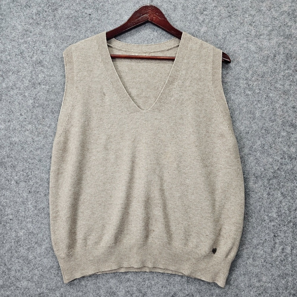 Preppy Sweater Vest Womens Large Oatmeal Beige‎ Heart Stud Old Money Golf Trad